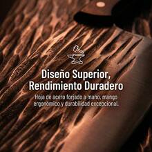 Cuchillo multifuncional para carne, cuchillo de chef de cocina resistente con mango negro, cuchillo de acero al carbono, cuchillo de carnicero, apto para carne y verduras, ideal para cocinas, restaurantes y uso al aire libre - Negro - Ver 5