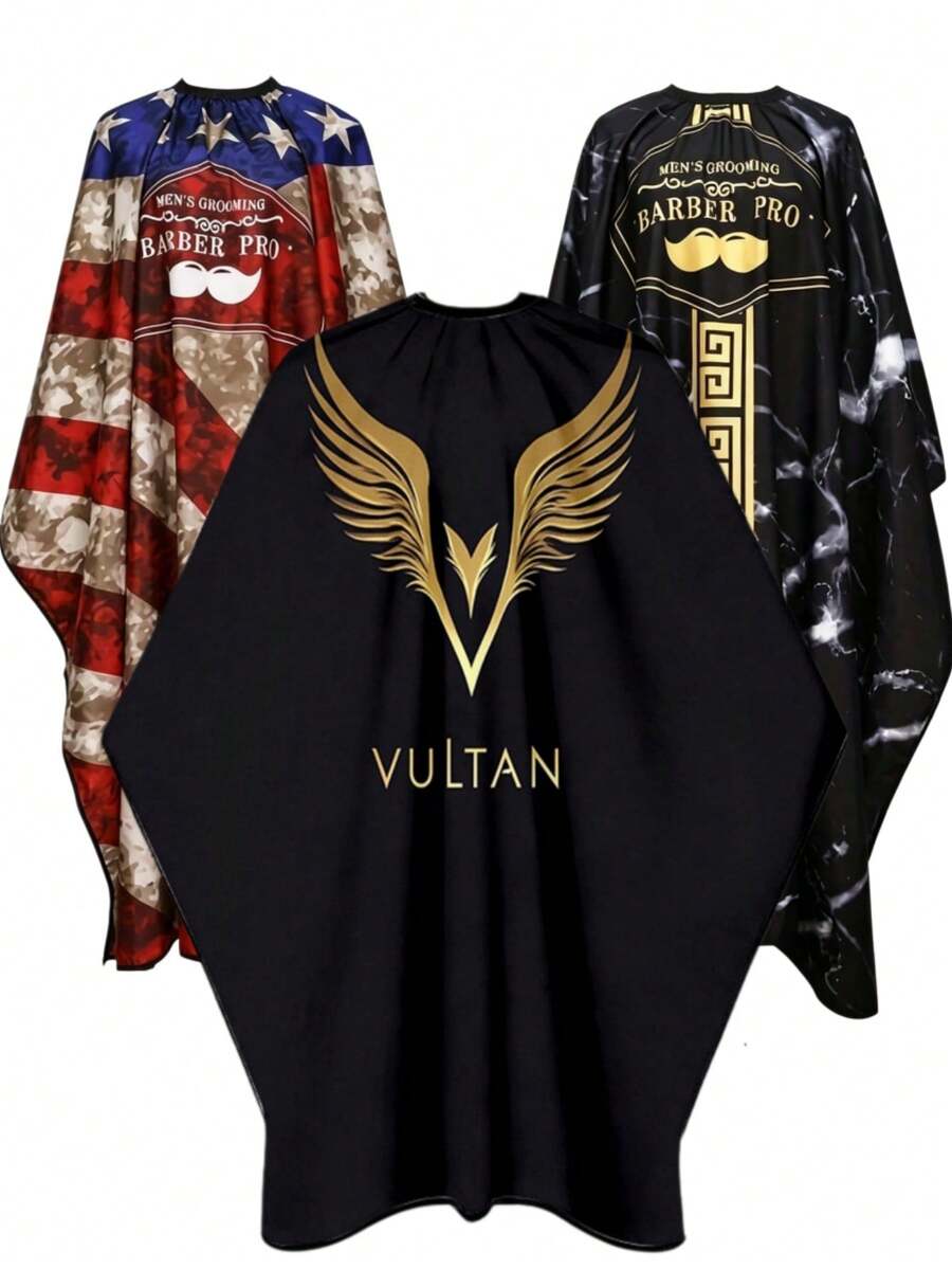 Professional Hair Cutting Cape With Gold Wings, High-Quality Easy-Clean Fabric, Lightweight And Comfortable, Suitable For Salon Use - Multicolor - View 1