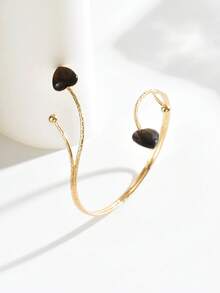 1pc Women's Metal Resin Heart Shaped Creative Design Unique Bracelet, Suitable For Daily Wear - Dark Brown - B1251 - View 5