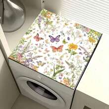 1pc Watercolor Floral Pattern Non-Slip Washing Machine Mat, Suitable For Washing Machine, Dryer, Kitchen Drain Drying Mat, Rubber Material, Decorative Appliance Cover For Washing Machine And Dryer Top, Home Kitchen, Table Decor, Dirt-Resistant And Washable, Friendly Gift For Friends - Lavender's Old Times - View 2