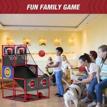 HYES 2 In 1 Dual Shot Basketball Arcade Game With 2 Dart Boards/Electronic Scoreboard/LED Light, Kids Basketball Hoop For Home Indoor Outdoor, Sport Toys For Boys Girls - with Scoring- Dual Shot - 查看 8