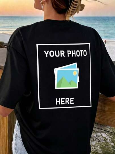 Áo thun nữ tùy chỉnh, thêm ảnh của riêng bạn (ảnh ngang, huy hiệu, ảnh cặp đôi, gia đình, ảnh tự chụp, ảnh thú cưng, v.v.)