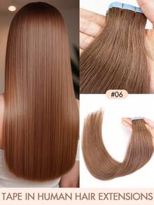 20pcs Tape In Hair Extensions Real Human Hair Remy Quality Natural Straight Invisible Skin Weft Seamless Double Sided Adhesive Reusable Tangle Free Long Hair Pieces 12-24 Inch For Salon Wedding Party Daily Use Graduation Photoshoot - Multicolor - View 19