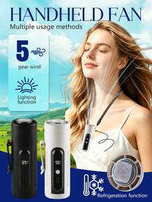 ENSSU Portable Handheld Fan, 5-Speed Adjustable Summer Outdoor Evaporative Cooling Fan, Multifunctional Waist Fan, Clip-On Fan, Neck Fan With LED Display, Can Be Used As Flashlight, 3000mAh Long-Lasting Camping Fan, Rechargeable USB Mini Fan, Hands-Free Fan, Body Fan, Desk Fan, Travel Essential, Portable Cooling Device, Shirt Clip Fan, Construction Worker Fan - Multicolor - View 13
