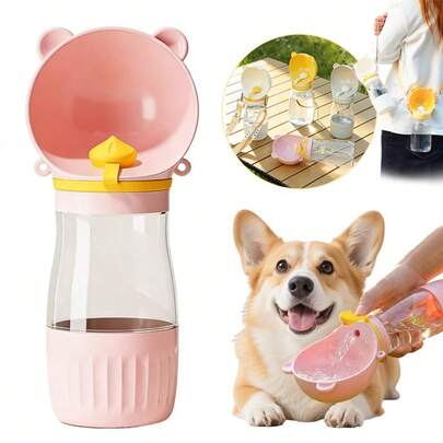 Portable Pet Travel Water Bottle – Segmented Design, 2-In-1 Water And Food Dispenser, Portable Water Bottle/Pet Water Fountain, Detachable Cup For Holding Water And Pet Food, Ergonomic Handle And Strap. Suitable For Small And Medium-Sized Dogs And Cats, Also Suitable For Outdoor Hiking, Camping, And Cage Keeping. Available In Multiple Colors.