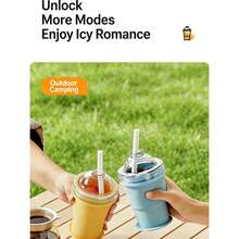 Foldable Ice Ball Cup With Built-In Straw Silicone  Ice Making Cup Mold Portable Summer Outdoor Travel Drink Water Cup - Màu xanh lam - Xem 4