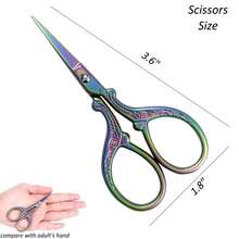 Multi-Functional Embossed Beauty Eyebrow Scissors, Craft Scissors, Beauty Scissors, Embroidery Scissors - Small Size Sewing Stainless Steel Pointed Classic Scissors, Tailor Scissors, Craft Sewing Scissors, Suitable For School, Home, Office, Daily Use - Gold - View 8