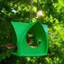 1pc Open-Style Bird Feeder, Creative Hollow Design Bird Feeder, Modern Plastic Bird Feeder, Waterproof Hanging Bird Food Container, Suitable For Garden, Balcony, Yard - Multicolor - View 6