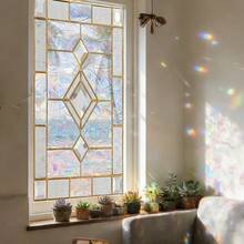 1/4pcs Delicate Geometric Diamond Pattern Window Film, Removable Privacy Sticker With Rainbow Effect. Suitable For Bedroom, Kitchen, Glass Decor, Also Can Be Used As Home Gift. - Window Stickers - View 11