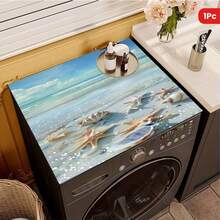 1pc Summer Shell & Beach Pattern Non-Slip Laundry Room Mat, Suitable For Home Washer/Dryer, Kitchen Drainer Mat, Drying Mat, Decorative Appliance Cover For Washer And Dryer Top, Kitchen, Dining Table Decor, Great Gift For Friends - Beach Seashells - View 1