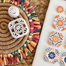 2pcs Bohemian Style Polymer Clay Molds, Tile Series Clay Molds, For Making Earrings, Brooches, Pendants, High Precision Polymer Clay Or Modeling Clay Molds - White - View 1