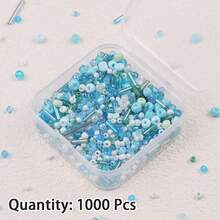 1000 hạt cườm thủy tinh hỗn hợp, hạt rời dùng để tự làm trang sức, kẹp tóc, tua rua, vòng tay, vòng cổ, đồ thủ công thêu và đính cườm. - Hạt cườm/hạt ống thủy tinh tự làm - Xem 25