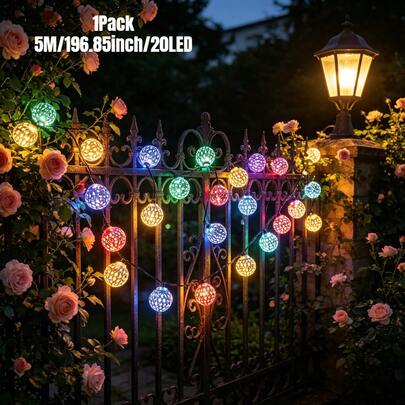 Bộ 20/30 đèn LED dây năng lượng mặt trời kiểu Ma-rốc, 8 chế độ chiếu sáng, đèn nhiều màu sắc thích hợp trang trí sân hiên, đám cưới, tiệc tùng, lễ Eid, sân vườn ngoài trời.
