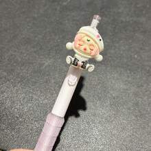 1pc Random Cute Girl Doll Design Gel Pen, High Appearance Creative Korean Style Push Action Pen, Smooth Writing Fashion Stationery For Daily Writing, Party Favors, Event Gifts & Daily Office Use - Multiple Colors and Random Styles - View 3