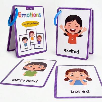 28 gruppi di schede didattiche per l'apprendimento di parole in inglese relative alle emozioni e ai sentimenti, materiale educativo per bambini