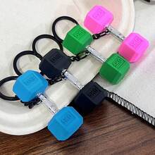 4/1pcs Random Color Mini Dumbbell Keychain, Silicone Fitness Keychain, Sports Theme Keychain, Suitable As Party Gift, Christmas Gift For Fitness Enthusiasts, Car Key And Backpack Accessory, Color: Pink/Black/Green/Sky Blue/Blue/Orange/Purple - Multicolor - View 3