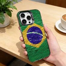 Funda para teléfono con la bandera de Brasil para los modelos 17, 16, 15, 14, 13, 12, 11 Plus, Pro Max, XS, funda de color plateado para 17Air - z2 - Ver 8