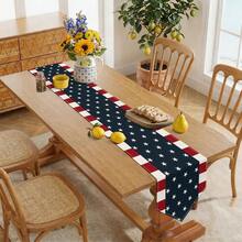 1pc American Flag Pattern Table Runner, Patriotic Stars And Stripes Table Runner Suitable For July 4th Independence Day, Home Kitchen Dining Table Decor, Indoor Outdoor Party Decoration - Dark Blue - View 3