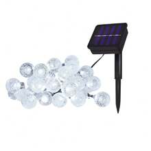 Bola de Cristal Solar Globo Fada Lâmpadas Impermeáveis Alimentadas por Energia Solar Luz de Pátio para Decoração de Jardim, Festa, Gramado, Árvore e Exterior - Branco - Visão 10
