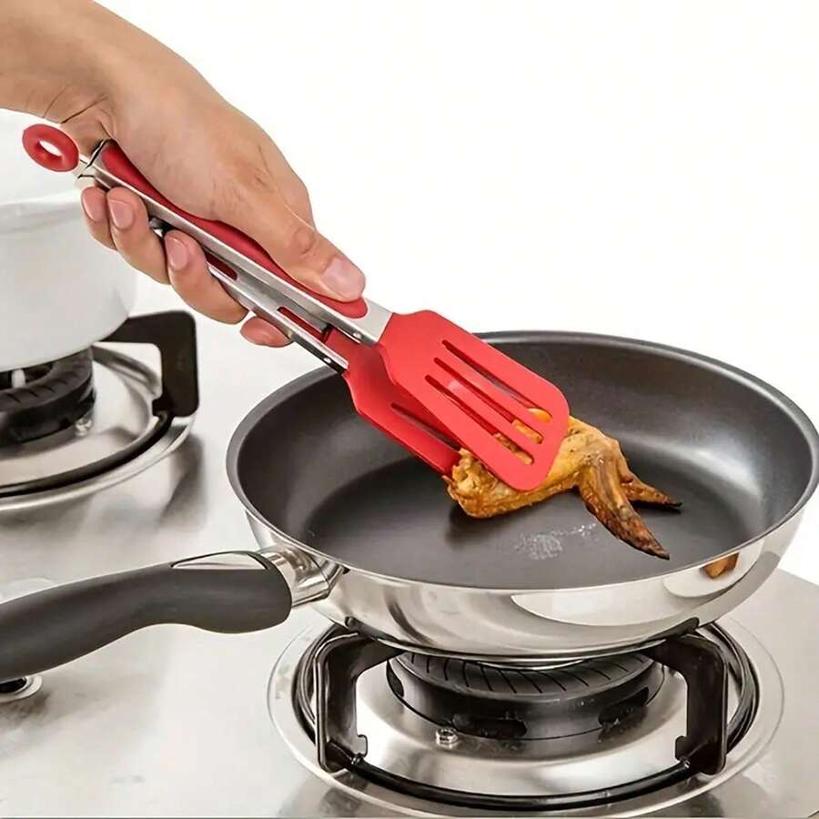 Nylon Kitchen Tongs, Suitable For Cooking And Camping - 9 Inch Stainless Steel Food Tongs With Nylon Square Head, Suitable For Bread, Buns And More - Multicolor - View 1