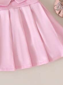 Bộ 2 món áo vest ngắn và chân váy màu hồng dễ thương cho bé gái, trang phục mùa hè nhẹ nhàng. - Hồng - Xem 7
