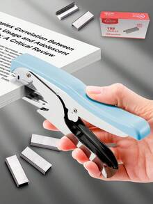 1pc Handheld Effortless Stapler, Multi-Functional Portable Manual Metal Book Binder, Ergonomic , Suitable For Home/School/Office Use Back To School - one-size - View 11
