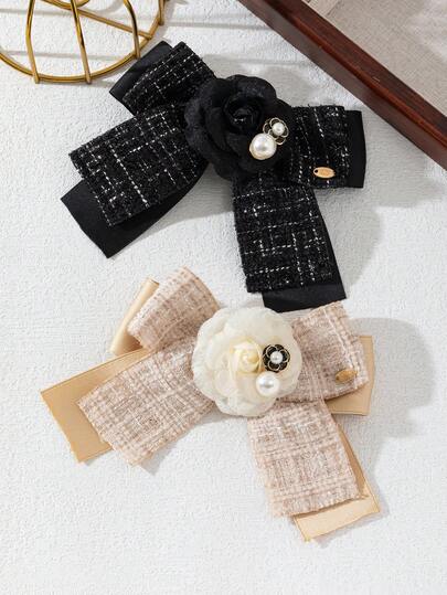 1pc Elegant Design, Glamorous Accessories, School Badge, Floral Bow Brooch, Charming Jewelry Brooch, Suitable For Daily Wear, Date Gift