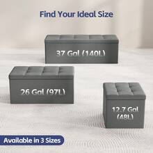 MCC Direct Foldable Storage Ottoman, Small Footrest Cube, Storage Bench With Lid, 1 Storage Box For Bedroom & Living Room, 36 Cm - Dark Grey - View 6