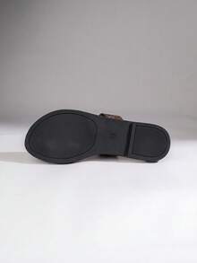 Fashionable Printed Flat Sandals, Artistic Print Geometric Pattern Sandals For Outdoor Summer - Coffee Brown - View 5