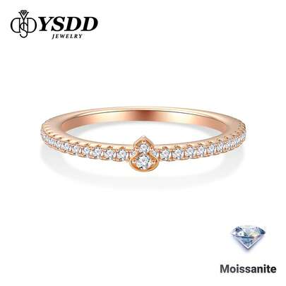 1枚925纯银莫桑石钻石玫瑰金葫芦形戒指，精致小巧，适合日常佩戴