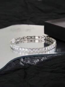1pc Cubic Zirconia Full Rhinestone 18K Gold Plated Luxury Unisex Hip Hop Women's Bracelet Gift For Party Wedding Daily Wear - DV1BS88006 - View 2