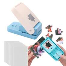 1 Set de Kit de Molde para Hacer Rompecabezas, Placa de Presión de Rompecabezas Azul con 10 Almohadillas de Espuma Adhesiva, Adecuado para Rompecabezas DIY, Álbum de Fotos Hecho a Mano y Otras Herramientas de Manualidades Pequeñas - azul y blanco - Ver 3