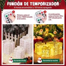 Cajas de Regalo Iluminadas Navidad 3 Piezas, Decoraciones con Brillo Navideño con 50 Luces LED y Control Remoto de 8 Modos, Árbol Navidad Decoración Fiesta Familiar Interior Exterior(Blanco) - Blanco - Ver 5