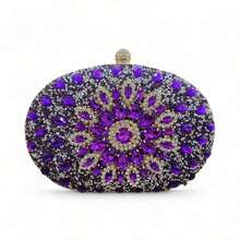 Clutch Bag Party Crystal Stones Weddings Bridesmaids - 紫色 - 查看 4