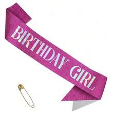 生日女王闪亮绶带,玫瑰金箔字母生日肩带,完美适用于18岁、21岁、30岁生日派对装饰和拍照区 - 查看 32