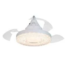 3-Speed Remote Controlled Retractable Ceiling Fan With LED Light, Invisible Crystal Acrylic Fan, Silent, For Dining Room, Bedroom, Living Room - White - View 6