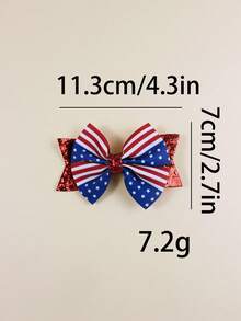 2个独立日风格双层蝴蝶结发夹，绝佳礼品之选 - 彩色 - 查看 3