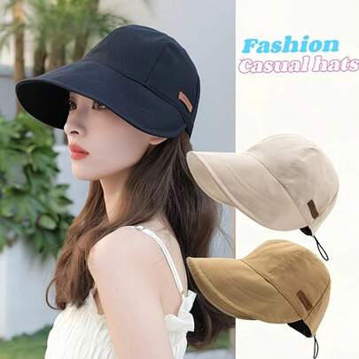 Mũ chống nắng phong cách người nổi tiếng unisex, mũ lưỡi trai chống tia UV ngoài trời, mũ thể thao màu trơn, thiết kế mới, thích hợp cho bãi biển, làm quà tặng, kỳ nghỉ, hoạt động ngoài trời.