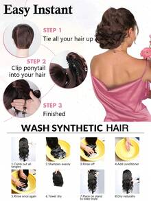 10 Inch Ponytail Extension - Wavy Pony Tails Hair Extensions, Claw Clip Ponytail Extension, Synthetic Hair Extensions Ponytail, Clip On Ponytails For Women - Multicolor - View 7