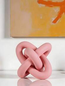 Pink Bow Decor Statue, Modern Geometric Round Sculpture Desktop Decor, Small Round Ornament For Home, Bookshelf, Coffee Table, Bookcase, Decorative Gift - Multicolor - View 7