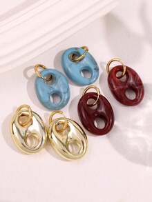 1 Pair Fashionable Exquisite Personalized Luxurious Unique Design Pig Nose Resin Dangle Earrings, Elegant Gift For Women Daily, Holiday, Party - Multicolor - View 3