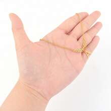 1pc New Fashion Angel Winds Initial Pendant Golden Stainless Steel Chain Necklaces For Women - Yellow Gold - View 3