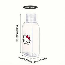 SANRIO 4个Hello Kitty可重复灌装瓶，挤压式乳液瓶，100毫升旅行必备，适用于洗发水、护发素、化妆品 - 旅行装 - 多色 - 查看 4