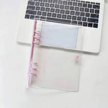 1 pieza Libro de pegatinas de hojas sueltas transparente minimalista A5, álbum de fotos de 6 orificios con broche único, carpeta de colección de pegatinas, organizador de almacenamiento de tarjetas de PVC, minimalista transparente, PVC impermeable, diseño de broche único, hojas sueltas de 6 orificios, páginas interiores removibles, almacenamiento de pegatinas, colección de tarjetas pequeñas, almacenamiento, esencial para fans, collage de planificador, organización de materiales, gran capacidad, transparente de alta definición - A - Ver 14