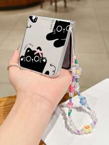 1个时尚磨砂PC材质简约可爱猫咪元素折叠手机壳，搭配同色手链，可保护手机并防止跌落，适用于：三星Galaxy Zflip 3/Zflip 4/Zflip 5/Zflip 6/Zflip 7/ Find N3 Flip/ Razr 50 Ultra/ Razr 60 Ultra/ Razr 60/ Razr 50/小米MIX Flip/Galaxy Z Flip7 FE - 無色 - 查看 13