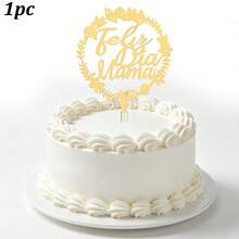 1 pièce/Ensemble de 3 pièces Ensemble de décorations de gâteau en acrylique doré "Feliz Dia Papa" et "Feliz Dia Mama" en espagnol - Fournitures pour fête de la Fête des Pères et de la Fête des Mères en Amérique latine - multicolore - Voir 16