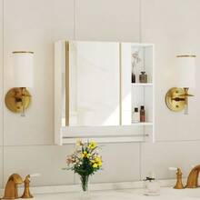 Modern White Bathroom Cabinet With Mirror, Made Of MDF – Wall-Mounted Bathroom Cabinet With Mirror And Storage Compartments. - White - View 2
