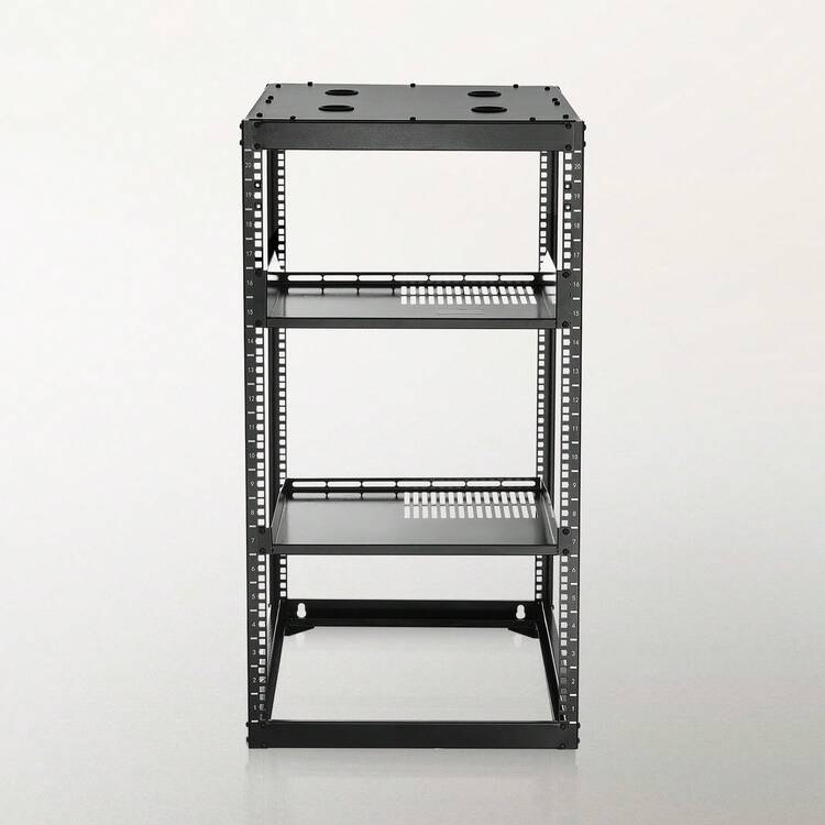20U Open Frame Network Rack, 23 In Depth, Wall Mounted Or Floor Standing Server Rack, Heavy Duty 4 Post, With Vented Shelves & Mounting Hardware, Holds All Your Networking IT Equipment AV Gear - 20U - View 9