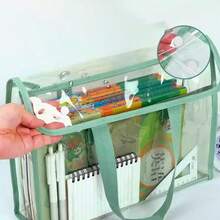 1pc Multi-Layer Mesh Storage Bag, Large-Capacity Transparent Exam Paper Bag. The Three-Dimensional, Large-Capacity Design Can Hold Multiple Textbooks, Exam Papers, Folders, Stationery, Calculators, And Other School Supplies. The Layered Mesh Structure Allows For Organized Storage Without Clutter, Keeping Your Desktop Tidy And Organized. - View 7