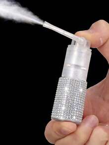 1pc Sparkling Rhinestone Refill Powder Spray Bottle, Body Powder Spray Bottle, Makeup Powder Dispenser Bottle, Nail Glitter Powder Spray Bottle, Pump Powder Spray Bottle, Long Nozzle Spray Bottle, Refillable Transparent Glitter Powder Spray Bottle, Watermelon Cream Powder Spray Bottle, Suitable For Summer, Beach, Travel, Party, Back To School, Dorm, Mother's Day Gift, Birthday Gift - Multicolor - View 3